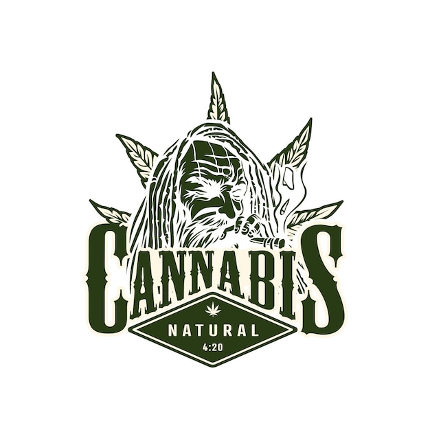 Vintage monochrome marijuana emblem