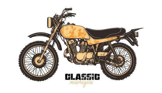 Vintage monochrome motorcycleClassic vintage motorcyclechopper bike vector illustration