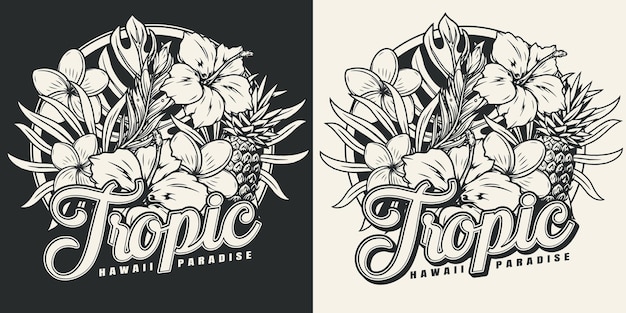 Vintage monochrome tropical emblem