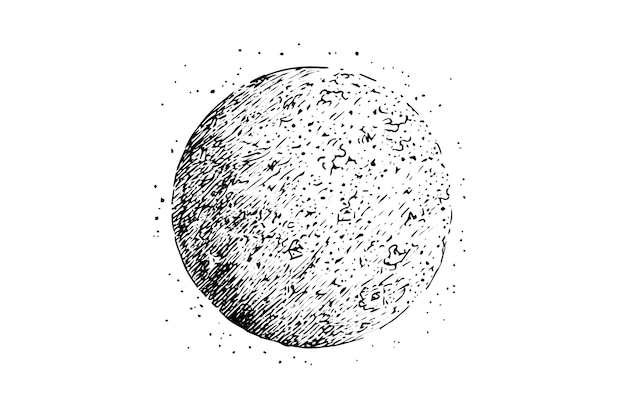 Vector vintage moon sketch engraved vector illustration of the full planet