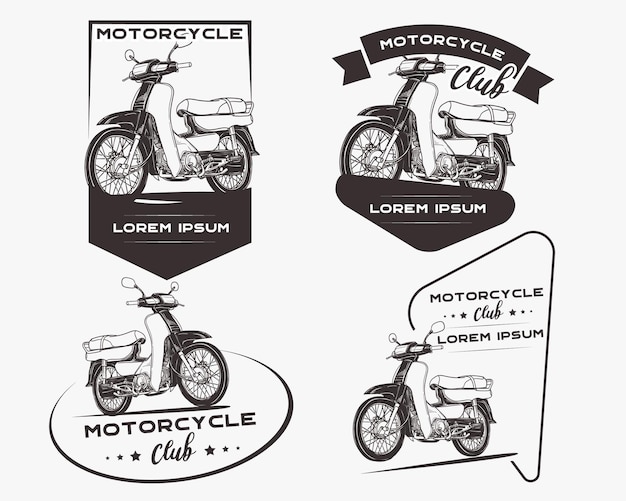 vintage motorcycle club logo set