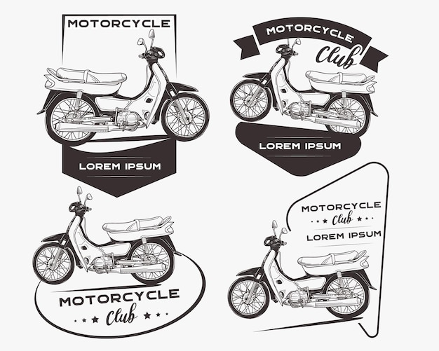 vintage motorcycle club logo set