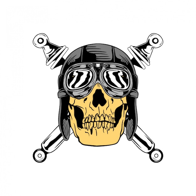 Vintage motorcycle skull badge logo