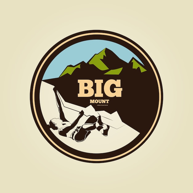 Vintage mountain climbing round logo 