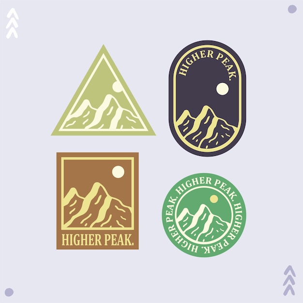 Vintage mountain hiking adventure logo design template badges illustration