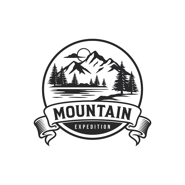 Vintage mountain logo design template