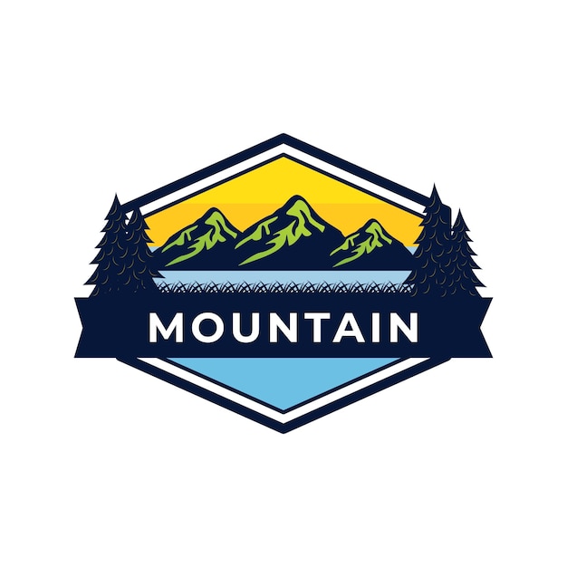 Vintage Mountain Logo Design Vector Template