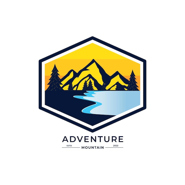 Vintage Mountain Logo Design Vector Template