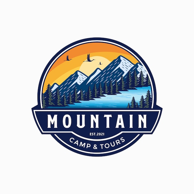 Vintage mountain logo design