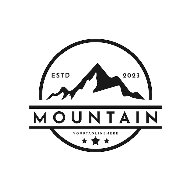 Vintage mountain outdoor logo design with hipster drawing style