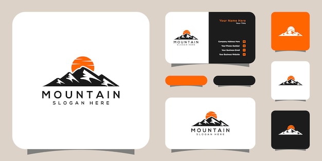 Vintage mountains logo vector design