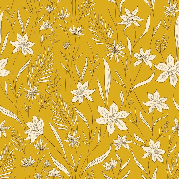 Vintage Mustard Florals Pattern