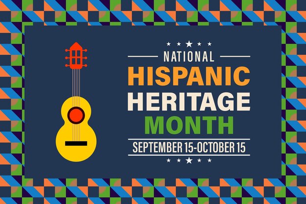 Vector vintage national hispanic heritage month festival geometric shape pattern background