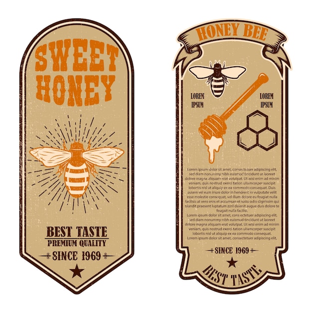 Vector vintage natural honey flyer templates