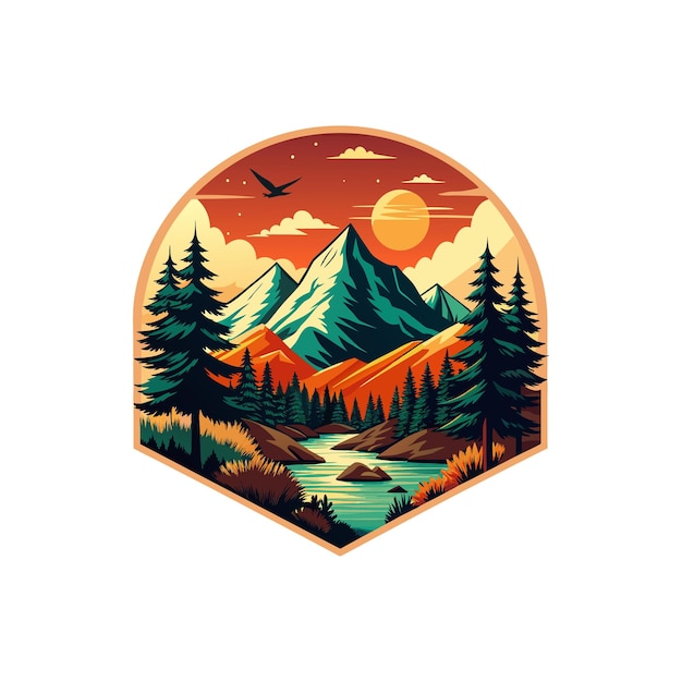 Vector vintage nature adventure vector art