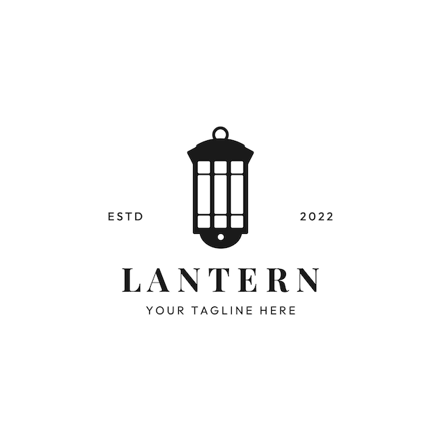 Vintage night lantern hanging lamp or candle logo vector design illustration