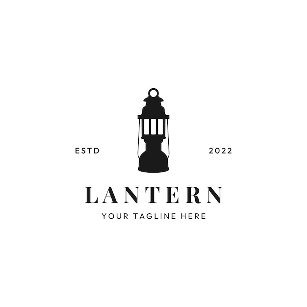 Vintage night lantern hanging lamp or candle logo vector design illustration