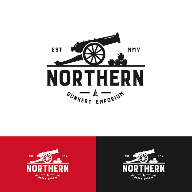 Vintage northern gunnery emporium logo template