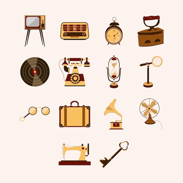 Vector vintage object illustration set