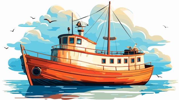 Vintage Old Boat Illustration Vector Art