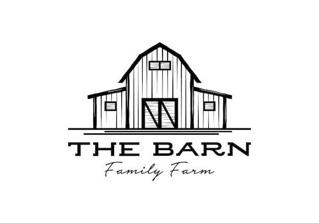 Vintage old farm barn illustration logo design template inspiration