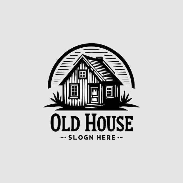 vintage old home from wood logo