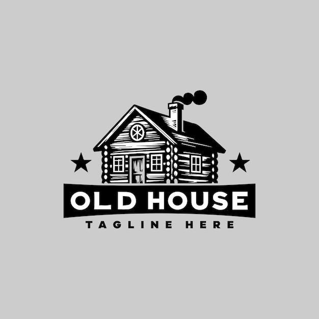 vintage old home from wood logo