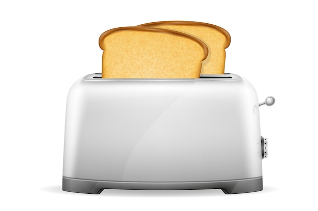 Vintage old retro toaster with toast vector illustration isolated on white background