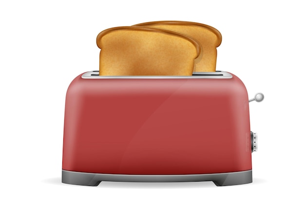 Vintage old retro toaster with toast vector illustration isolated on white background