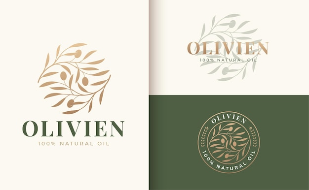 Vintage olive branch logo and badge design