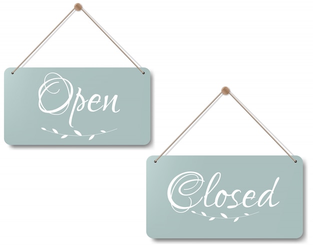 Vintage Open And Closed Sign  White Background