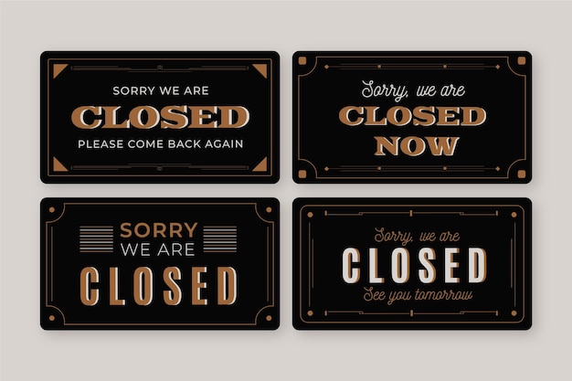 Vintage open and closed signboard collection