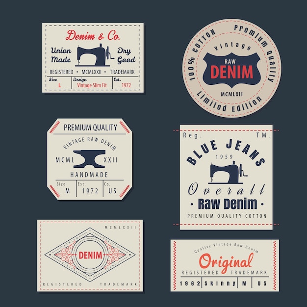 vintage original blue jeans raw denim labels