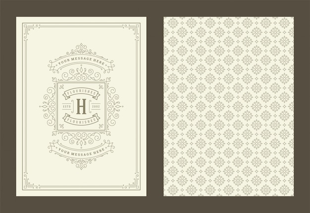 Vintage ornament greeting card calligraphic ornate swirls and vignettes frame design vector