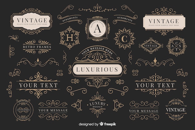 Vintage ornamental logos collection