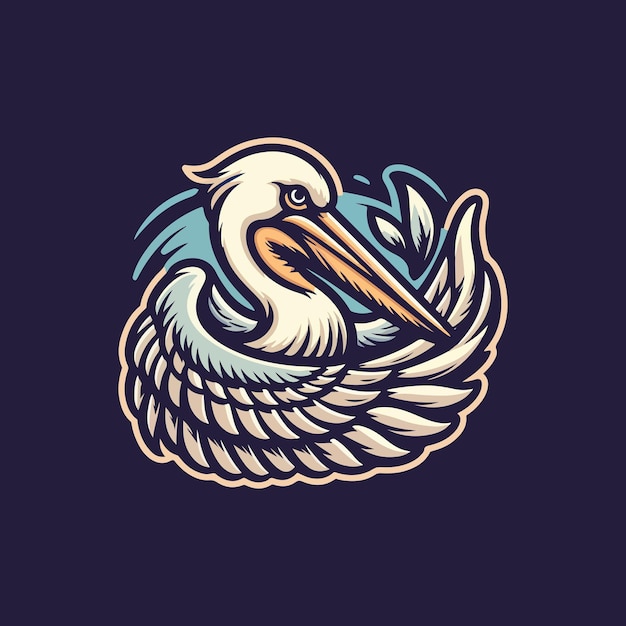 vintage park badge design of pelican bird