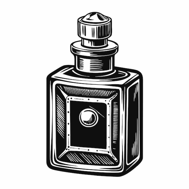 Vintage Perfume Bottle Illustration Retro Fragrance Sketch for Cosmetic Design