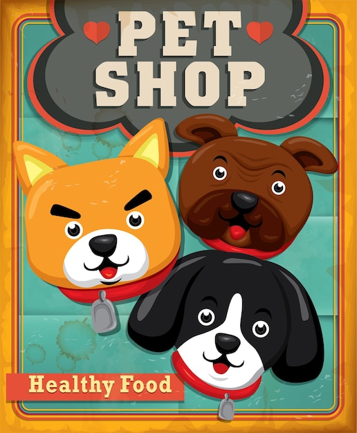 Vintage Pet shop poster design element