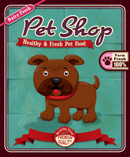 Vintage Pet Shop poster design