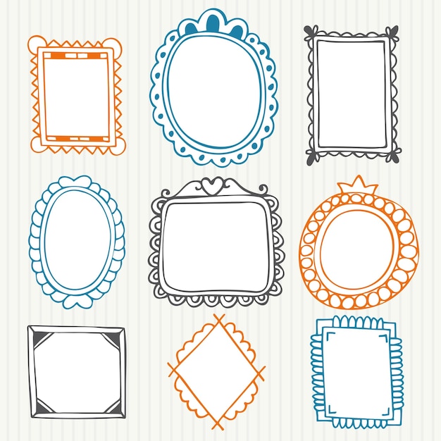 Vintage photo frames Hand drawn collection