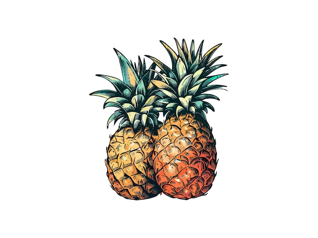 Vintage pineapple fruit summer concept vector illustration