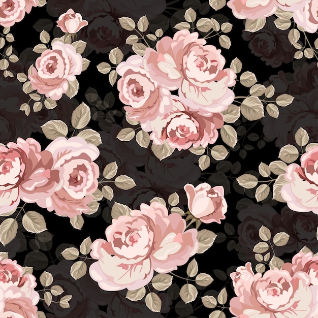 The vintage pink rose seamless textile.