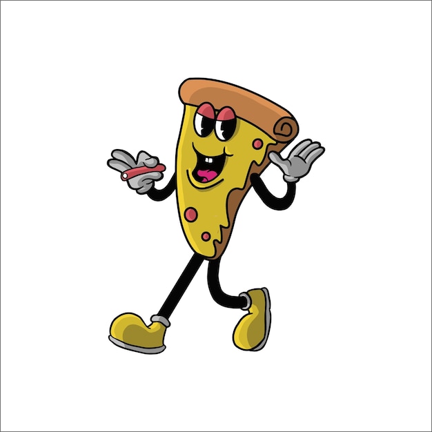 Vintage Pizza Cartoon Character 9039s Premium Vector