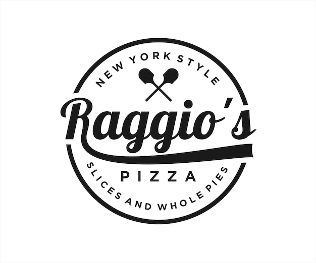 vintage pizza logo design vector illustration