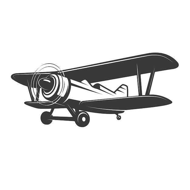 Vintage plane illustration  on white background.  element for logo, label, emblem, sign.  illustration