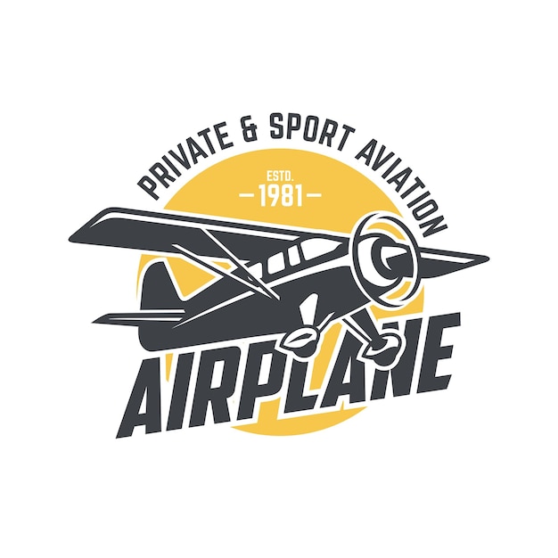 Vintage plane logo Retro Grunge plane with emblem logo Vector illustration