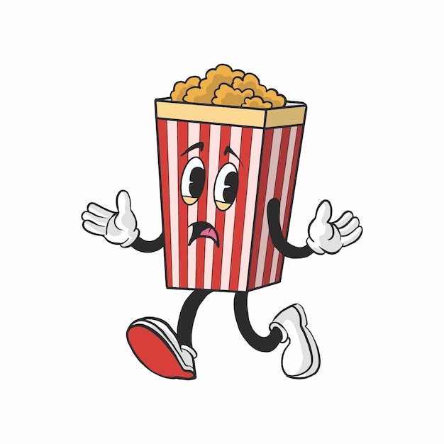 Vintage Popcorn Cartoon Character 9039s Premium Vector