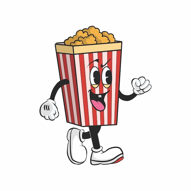 Vintage Popcorn Cartoon Character 9039s Premium Vector