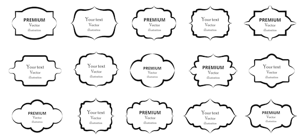 Vintage product label set Outline frame various shape graphic element collection