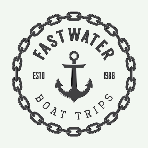 Vintage rafting or boat rental logo, labels and badges. Vector illustration